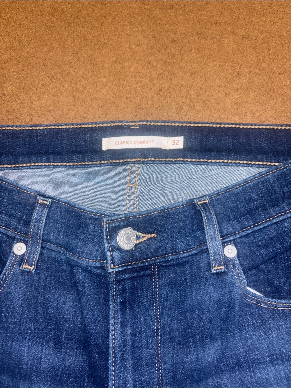 Levi's Women's 32x30 Straight Leg Stretch Jeans in Classic Dark Blue Denim